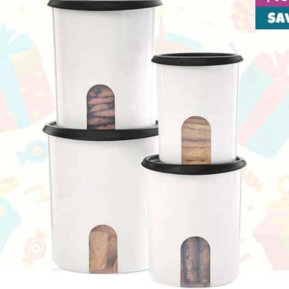 Tupperware White and Black Food Storage Containers